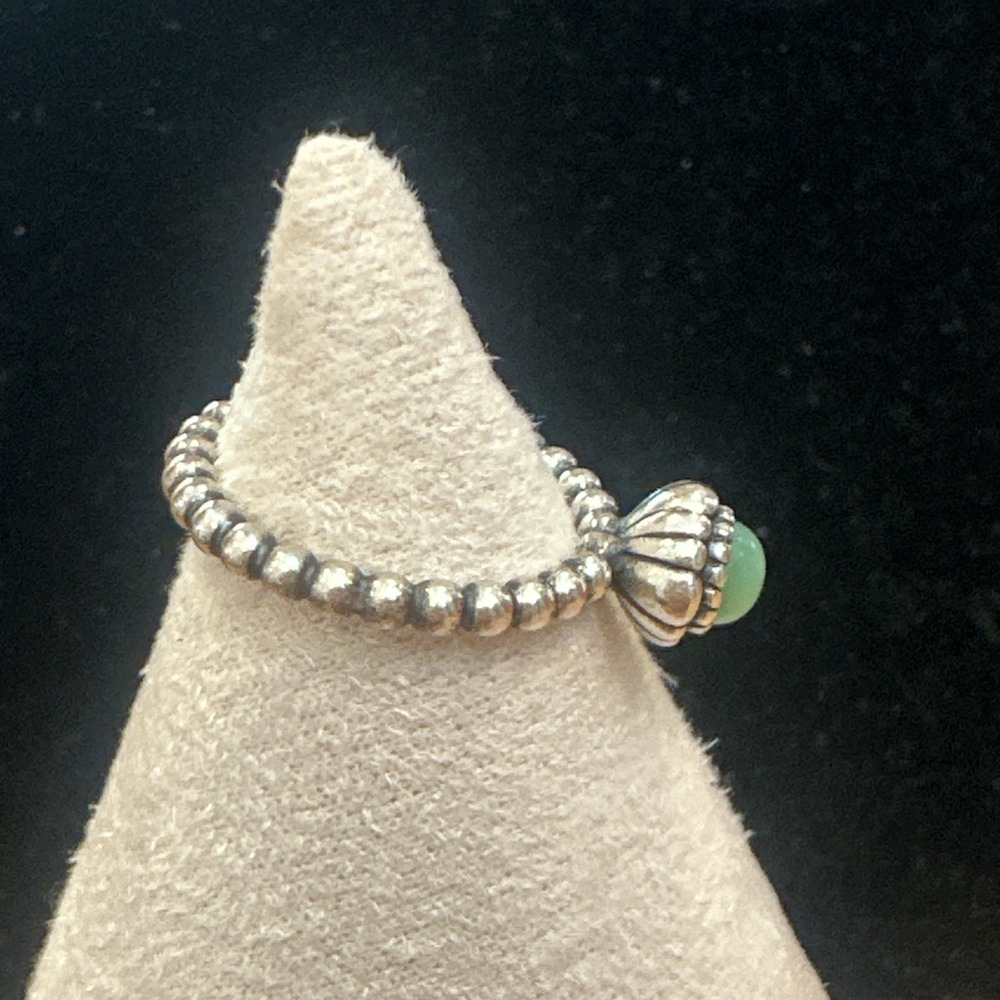 RETIRED Pandora Sterling Silver & Chrysoprase May Birthday Blooms Ring Size 6.5 - Picture 5 of 9
